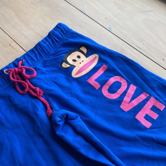 PAUL FRANK Low Rise Cropped Joggers Sweat Pants Monkey Love Print Size M - Picture 4 of 6